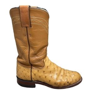 Justin Boots Full Quill Ostrich Saddle Tan Size 4 B